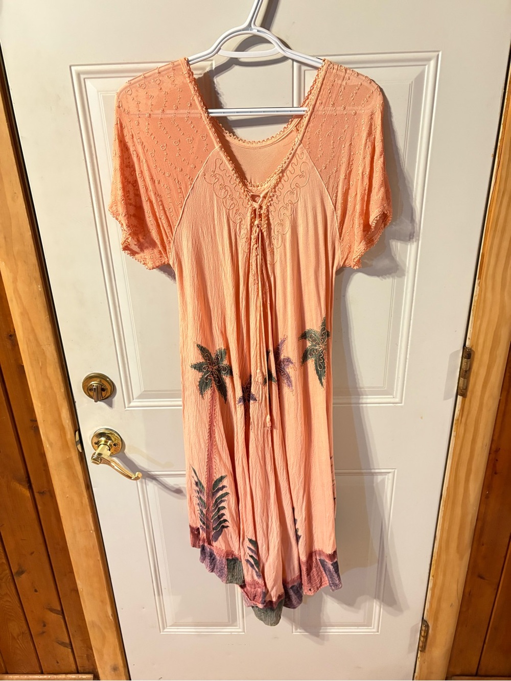 No Tag Peach Color Ties in Front Palm Trees in Front with Pockets X Large